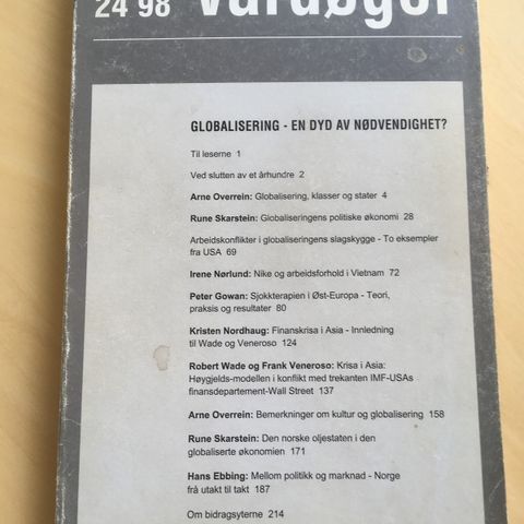 "Vardøger" 24:1998 - september 1998. Se annonsen for innholdsfortegnelsen