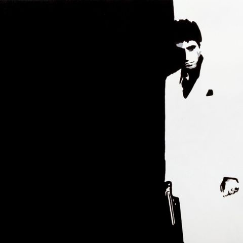 PopArt håndmalt oljemaleri - Al Pacino i Scarface 90x60 cm