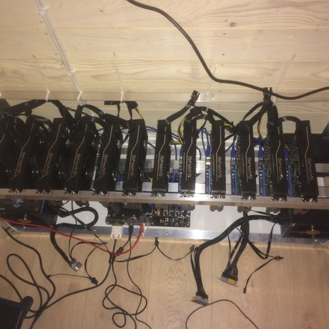 Gpu mining rig til salgs 302MH/s (12x saphire RX470 4gb mining edition)