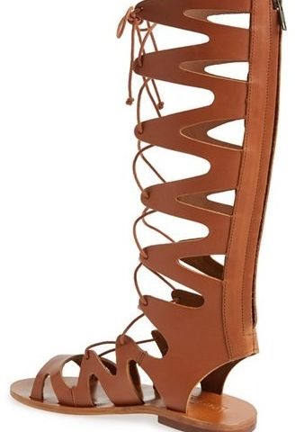 TOPSHOP 'Figtree' Leather Gladiator Sandals Brown, Size 39, Sold Out julegave