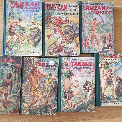 TARZAN.  Bøker av Edgar R. Burroughs.  Gamle Windju bøker