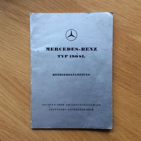 Mercedes 190 SL instruksjonsbok