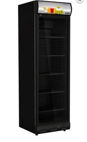 Kjøleskap til butikk-kiosk etc. med glassdør - 382L Svart - Låsbart