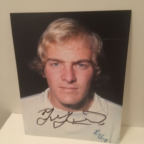 Leeds United - Terry Yorath autentisk signert 20x25 cm fotografi