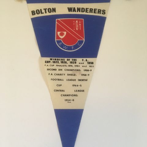 Bolton Wanderers - sjelden gammel vimpel fra 60-tallet!