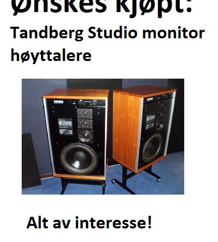 Tandberg Studio monitor høyttalere ønskes kjøpt