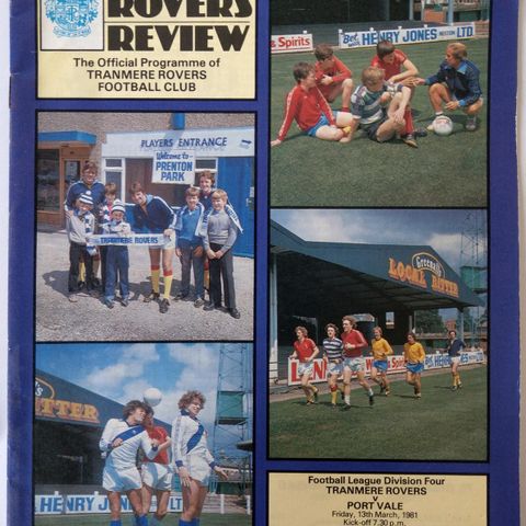 Fotballprogram Tranmere Rovers vs Port Vale 1980/81