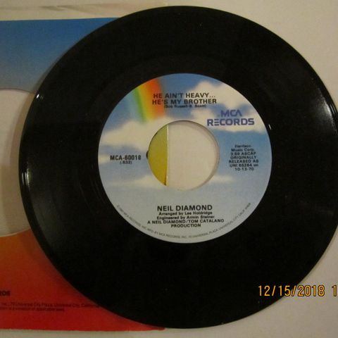 NEIL DIAMOND / CRACKLIN' ROSIE - 7" VINYL SINGLE