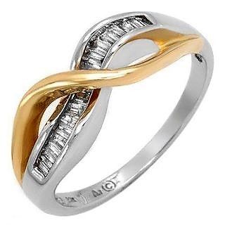 RING I 14K GULT/ HVITT GULL MED 0.25CT DIAMANT