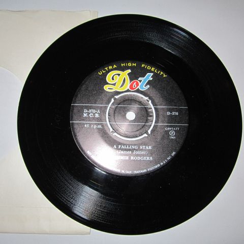 JIMMIE RODGERS / A FALLING STAR - 7" VINYL SINGLE