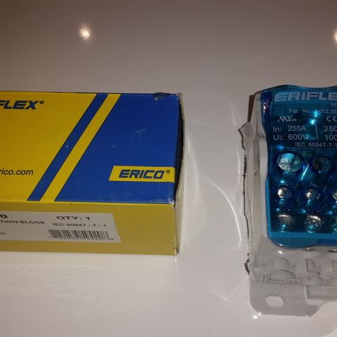 Nye Eriflex 250 A distribusjons blokker (koplingsblokker) selges rimelig