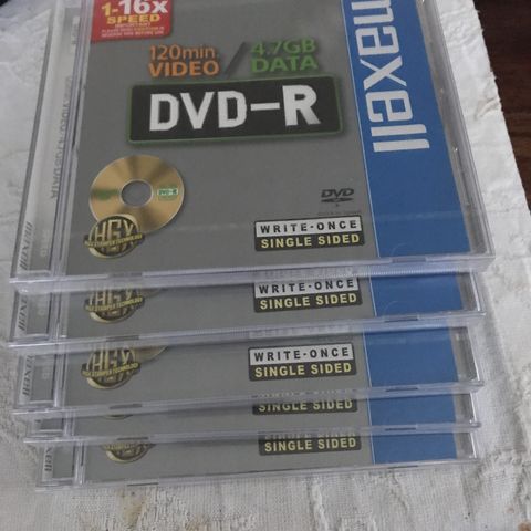 DVD-R 5 stk, uåpnet.