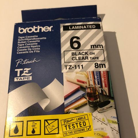 Brother Tape TZ-111 6mm Svart/Klar