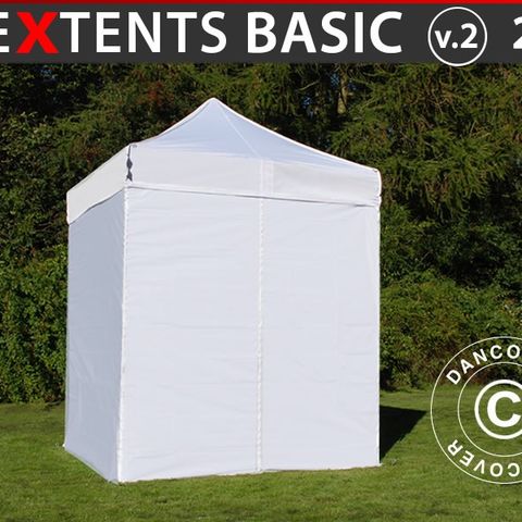 Quick-Up Telt FleXtents Basic v.2, 2x2m Hvid, inkl. 4 sider, Hagepaviljong