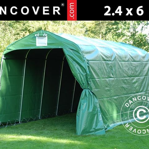 Oppbevaringstelt PRO 2,4x6x2,34m PVC, Grønn, Lagertelt, Garasjetelt, Minilager