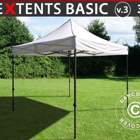 Quick-Up Telt FleXtents Basic v.3, 3x3m, Hvit, Hagepaviljong, Reklametelt