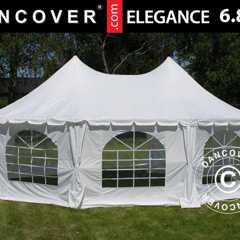 Partytelt Elegance 6,8x5m, Hvit, Selskaps telt, Markedstelt, Øl telt, Festtelt