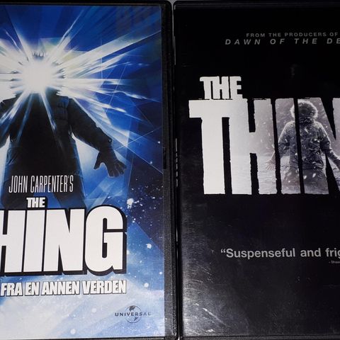 2 DVD. THE THING 1 & 2.1 stk.Sonefri spiller.