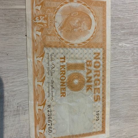 10 - kroneseddel fra 1970