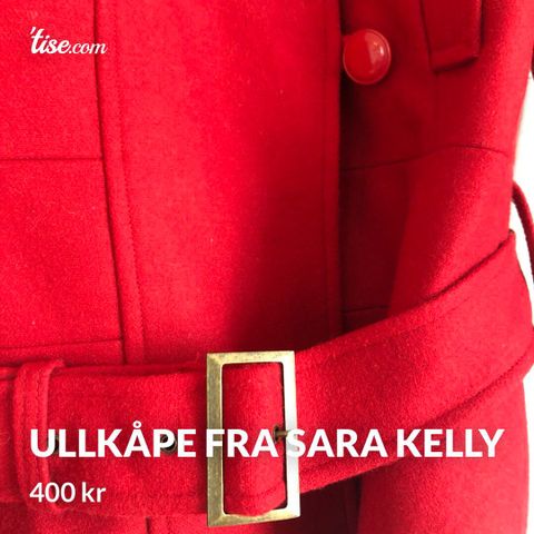 Lite brukt rød ullkåpe / jakke fra Sara Kelly. Str 40