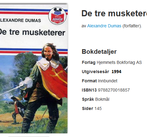 De tre musketerer. Alexandre Dumas.