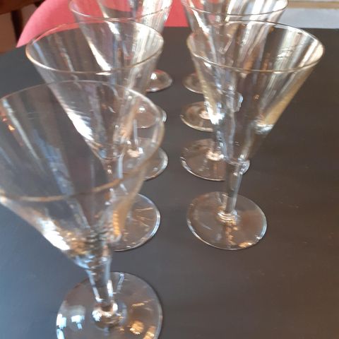 9 stk champagne glass (Hadeland/Magnor?)  1950-60 tallet eller 30 tallet