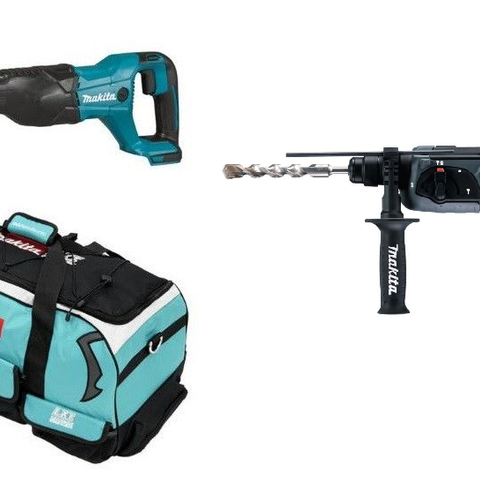 Makita 18v tigersag og borhammer. Selger også bag.