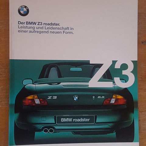 Brosjyre BMW Z3 1,8, 2,0, 2,8, M Roadster 1999