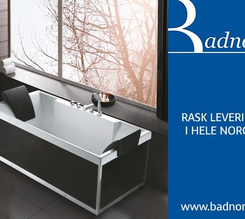 Badnor Yazmin badekar m/ blandeb. og paneler i sort glass (170x80cm) - NYDELIG!