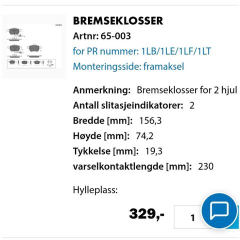 2 sett med bremseklosser til Audi a4 b6