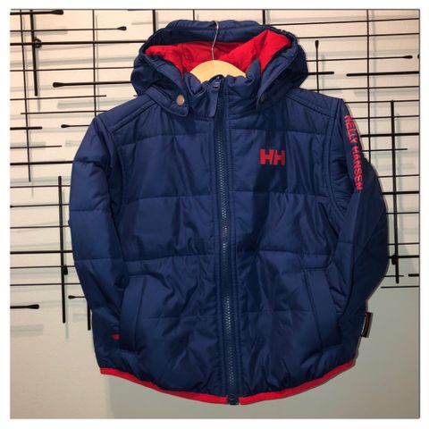 Helly Hansen . boblejakke . høst, vinter . Rød, blå . vendbar . barn . Strl 92