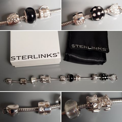 Sterlinks armbånd, bracelet, ekte sølv, 925, zirkonia, som nytt