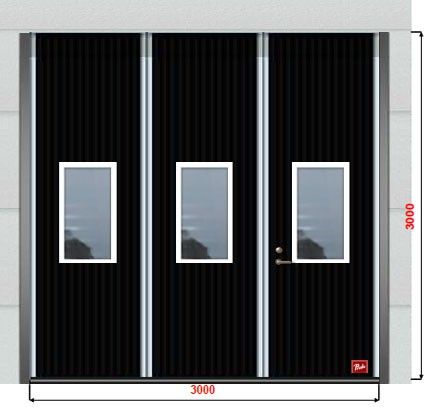 PRIDO INDUSTRIPORT 3x3 med vindu og dør (foldeport) klare for levering