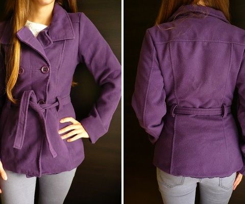 3 for 2, frakk bundet i midjen Purple coat 36 S jakke jacket