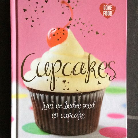 1 spesiell og flott bok«Cupcakes»«livet er bedre med en cupcake»H.23cm, B.17,5cm