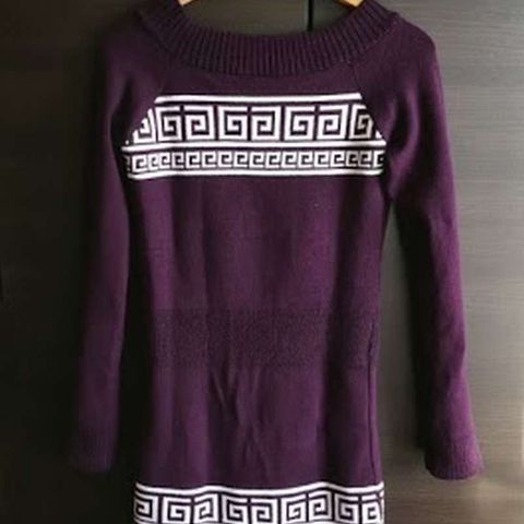 3 for 2, fiolett dress genser kjole 36 S  sweater Violet Gresk mønster