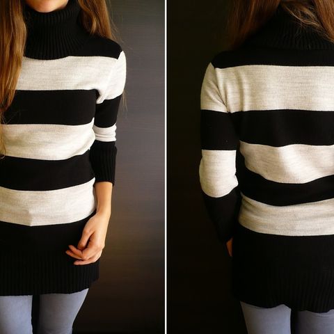 3 for 2, turtleneck dress genser kjole 36 S stripete stripes sweater