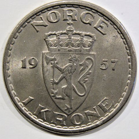 1 kr 1957 kv0 Kong Haakon 7