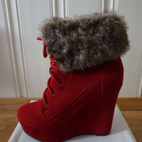 3 for 2, Red wedges boots Rød kiler støvler 36 sko shoes