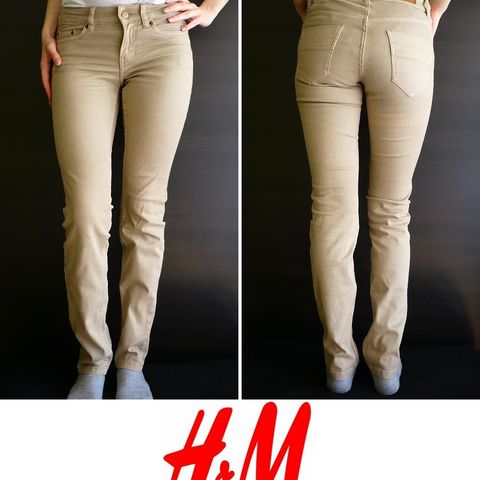 3 for 2, H&M xs 34 jeans beige bukse