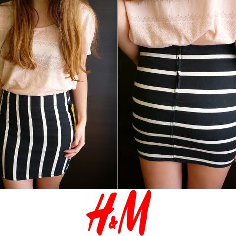 3 for 2, black white skirt H&m XS 34 jeans skjørt