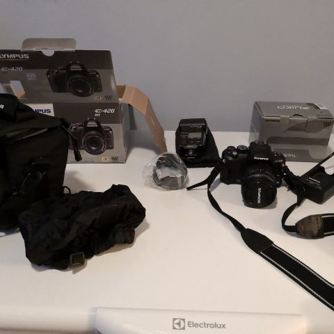 Kamera, speilrefleks kamera, OlympusE-420, kamera utstyr m.m.