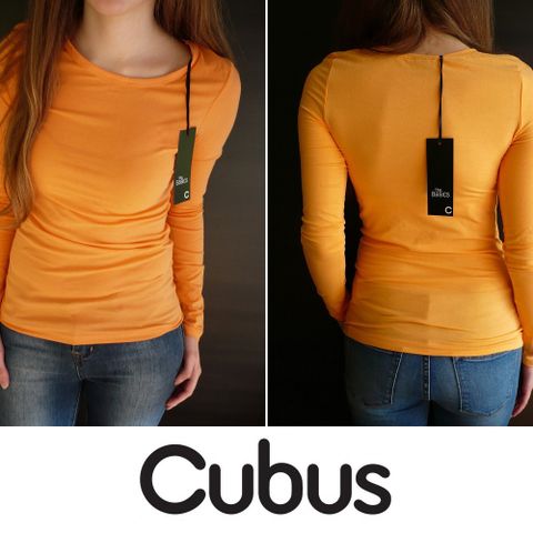 3 for 2, blouse Cubus Xs 34 sleeve top topp oransje bluse langermet