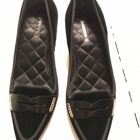 Vintage Celine pumps i speilfløyel, håndsydde, str. 37. Nypris ca. 7000 kr