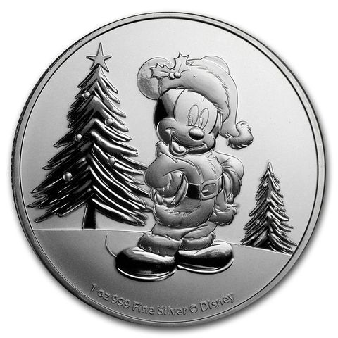 2019 NIUE 1 OZ SØLV DISNEY MICKEY MOUSE CHRISTMAS