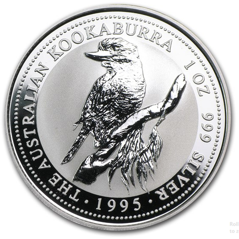 1995 Kookaburra 1 oz. sølvmynt selges