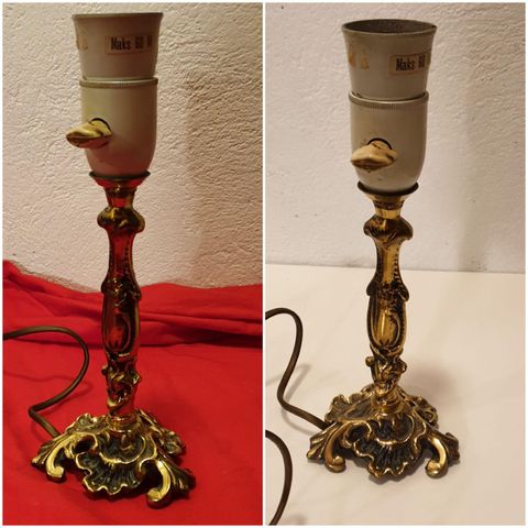 VINTAGE/ RETRO SJELDEN BORDLAMPE I MESSING 