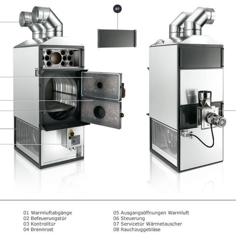 Varmluftgenerator/ Varmluftovn med vedfyring 115kw