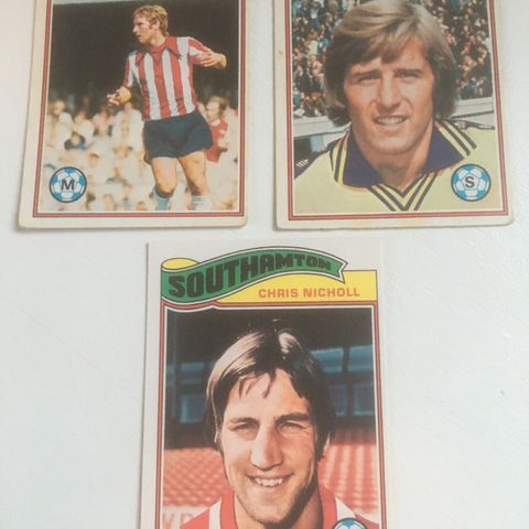Southampton - komplett sett 3 stk Topps 1978 fotballkort