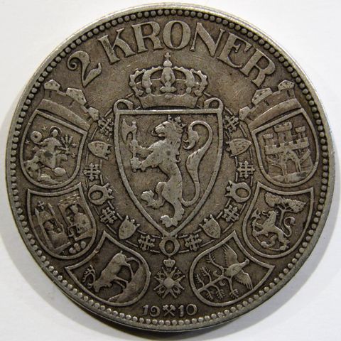 2 Kr 1910 Kong Haakon 7 sølv